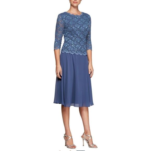 Alex Evenings Scallop Lace Dress